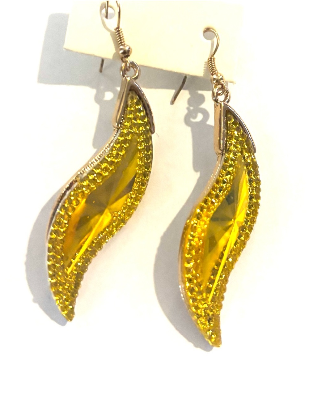Fashion Jewelry Yellow Crystal Wave Dangle Earrings